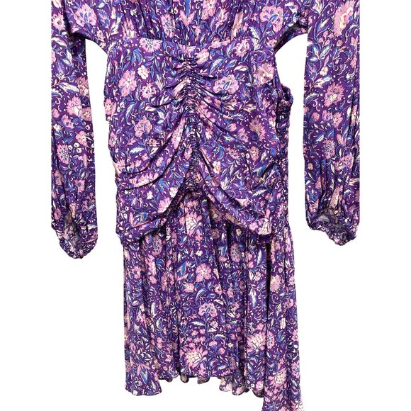 Maje Floral Ruched Cut Out Mini Dress Size 40 Large NWT - Picture 5 of 11